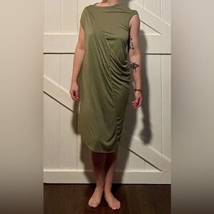 Chic Asymmetrical Olive Dress